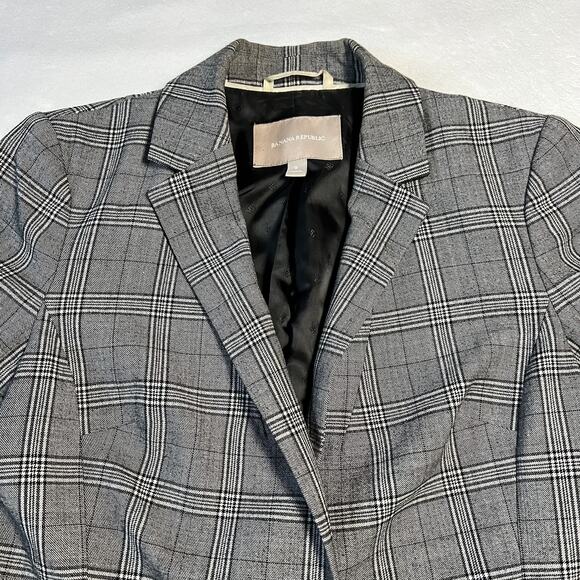 Banana Republic Women's Wool Blend Plaid Single Button Blazer Size 8 Career - Picture 3 of 12